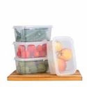 Ensemble de 4 contenants utilitaires en plastique de 1800 ml, boîtes de rangement pour aliments rectangulaires blanches pour réfrigérateur, pour collations, céréales - Product Image 6