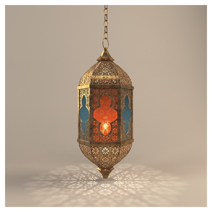 Nouvelle lanterne meilleure conception lanterne noire en fer marocain avec verre coloré pour la maison et les lanternes de sol de décoration de table de Noël - Product Image 2