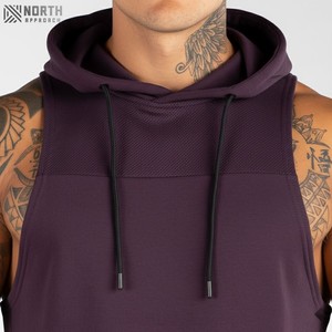 Logo personnalisé entraînement débardeurs à capuche sport lavage à l'acide sans manches à capuche de haute qualité poids lourd sans manches à capuche réversible - Product Image 4