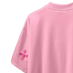Wholesale Cute Oversized Geometric <b>T</b>-<b>Shirt</b> Short Sleeve Crew Neck Embroidered Cross Design Loose Fit Casual Streetwear Fashion - Product Image 4
