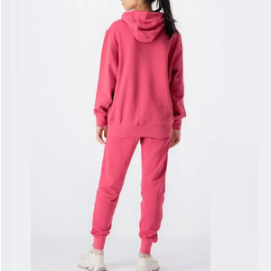 2025 calidad Premium 100% algodón Mujer chándal deportes Fitness gota hombro Sudadera con capucha conjunto de manga larga conjunto de dos piezas chándal - Product Image 5