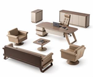 Contemporary <b>Office</b> Furniture Set with Reception <b>Desk</b> Sofa Chairs Wood Material LED Lighting Oblong Shape for Commercial Use - Product Image 3