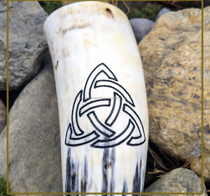 VMythrojan Viking Corne à boire avec support en cuir unique Chope à ceinture en cuir pour hydromel bière Technique polie - Product Image 4