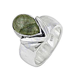 925 <b>Silver</b> Cluster <b>Ring</b> with Green Gemstone Women's <b>Statement</b> Geometric Fine Jewelry Rhodium Plated Platinum Cut Stone - Product Image 2