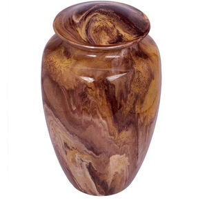 Creative Metal Aluminium Cremation Urn with Brown Earthy Design <b>Memorial</b> Ashes <b>Keepsake</b> for Funerals Economically Priced - Product Image 2