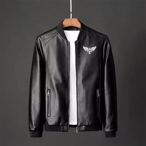 แจ็กเก็ตบอมเบอร์หนัง100% ผู้ชาย, แจ็กเก็ตหนังแห้งเร็วระบายอากาศได้ดีเป็นมิตรกับสิ่งแวดล้อมปกตั้งลำลองสำหรับฤดูหนาวสีทึบมีซิป - Product Image 5