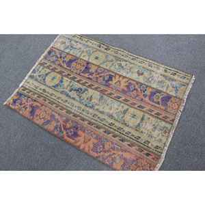 Alfombra Turca Vintage de 2.4x3.2 pies, Alfombra Pequeña, Alfombra de Lana Azul - Product Image 3