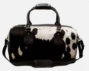 Bolsa de lona de cuero de vaca Hair On Bolsa de viaje de cuero Weekender - Product Image 2
