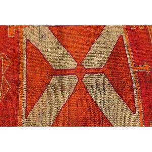 Tapis turc vintage 2,9x9,4 pi (89x286 cm), tapis Herki rouge orange à motifs floraux - Product Image 5
