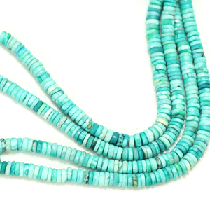 ลูกปัดโอปอลสีฟ้าเขียวทะเลสวยงาม ทรงล้อเจียระไน ขนาด 15 นิ้ว 5-8 มม. คุณภาพ AAA - Product Image 4