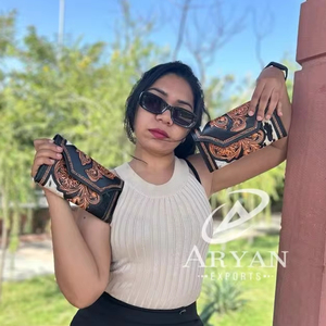 Nouveau Western élégant cheveux sur peau couleur usiné fourrure cuir pochette femmes conçu sac à main vente chaude outillage en cuir Unique portefeuille - Product Image 1