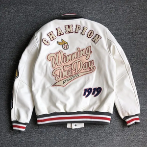Veste bomber varsity personnalisée pour homme, grande taille, col rond, logo brodé, 100% coton, séchage rapide, respirante, veste décontractée - Product Image 2