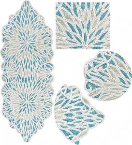 Posavasos de mesa de cristal con estilo, alfombrillas de pizarra verde con cuentas para cocina, muebles para el hogar, hecho a mano, elegante de 14 pulgadas - Product Image 5