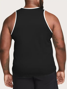 Débardeurs à col rond grande taille pour hommes en coton/polyester 100% tricot légèrement extensible de couleur unie sans manches - Product Image 6