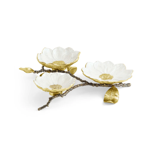 Vintage Bloom Metal Triple Plato Hecho a mano Floral 3 secciones Bandeja para servir aperitivos, condimentos y decoración - Product Image 3