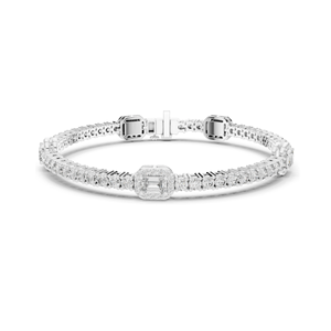 5.275 CT Lab Diamond Tennis Bracelet <b>Emerald</b> & Round Brilliant Cut 10KT, 14KT, 18KT Gold & 925 Silver Rose, Yellow, White - Product Image 2