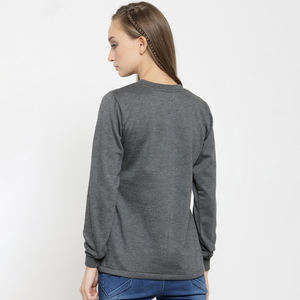 Sweat-shirt en molleton de coton de haute qualité pour femmes, logo personnalisé imprime des vêtements longs d'hiver à col rond-Taille XS - Product Image 4