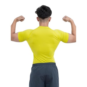 <b>Men</b> Performance Compression T Shirt Polyester Spandex Slim Fit <b>Stretch</b> Gym Workout Quick Dry Breathable Knitted Sports Wear OEM - Product Image 5