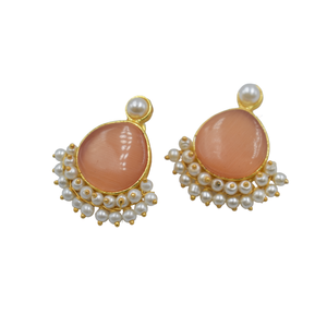 ต่างหูชุบทอง18K ต่างหูเม็ดกลมทำจากสเตนเลสธรรมชาติ - Product Image 2