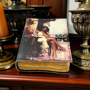 Journal en cuir imprimé fait à la main Vintage femme Art couverture cahier à couverture rigide Deckle papier Antique journal pour écrivains artistes cadeau - Product Image 2