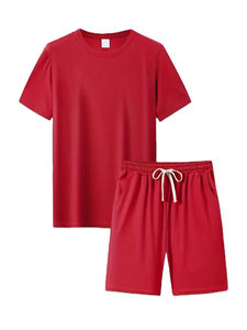 Elastic Waist <b>Shorts</b> With Pockets <b>Men's</b> Solid Color Summer Outfit Set <b>Men's</b> <b>Short</b> Sleeve Crew Neck T-shirt <b>Work</b> Out Daily Wear - Product Image 3