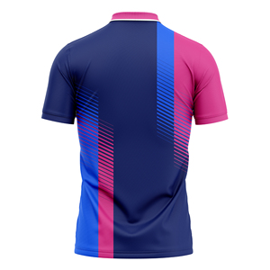 Polo azul marino personalizado con rayas rosas y azules, ropa deportiva Pickball de tenis para hombres y mujeres, fabricante OEM/ODM - Product Image 2