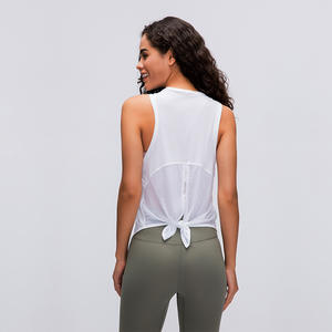 Tallas grandes, camisetas de algodón/fibra de bambú para mujer, camiseta transpirable suelta para Yoga, ropa de gimnasio con absorción de humedad y transpiración - Product Image 2