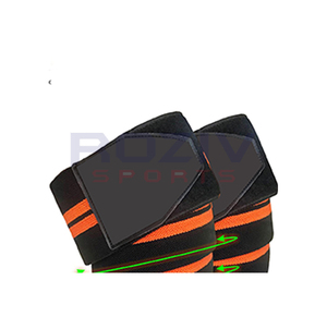 Customized Logo High Quality Unisex Cotton <b>Elastic</b> <b>Knee</b> Wraps Weightlifting Powerlifting Lightweight Breathable Thick Gym Safety - Product Image 5