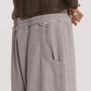 Pantalons de survêtement unisexes en coton lourd OEM, taille unique, couleur unie, imprimés, pantalons pour hommes, jambes larges, joggers personnalisés lavés, 2026 - Product Image 4