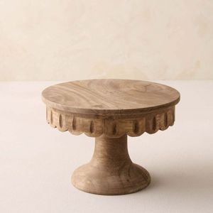 BEAU STAND Haute Qualité Vente Chaude Acacia En Bois Haut Pied Rond Plateau En Bois Gâteau Stand pour Servir Gâteaux et Fruits - Product Image 1