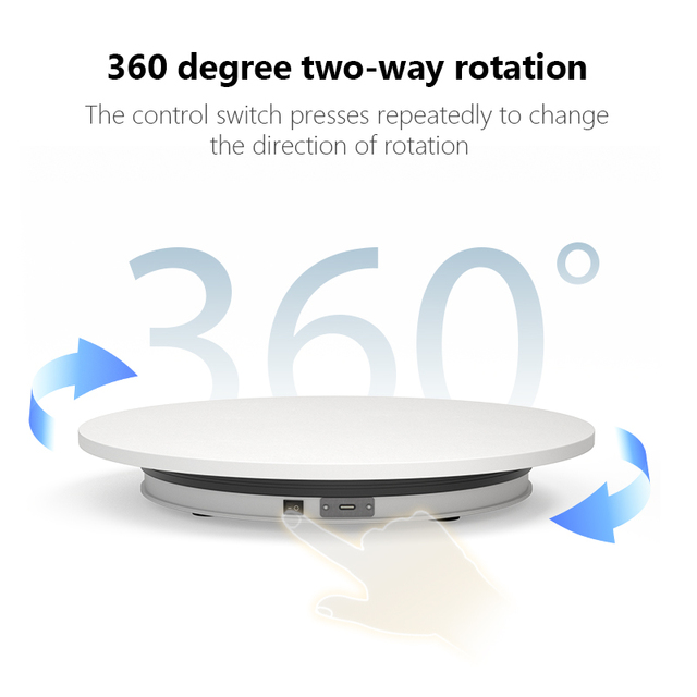 Plateau USB Silencieux Présentoir Rotatif Électrique 360° – Plateau Tournant USB Silencieux Pour Bijoux, Photos & Vente En Live, Charge Max 10 Kg