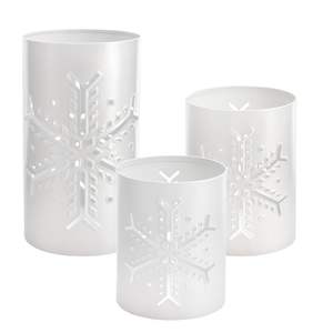 A.K. Artesanías - Juego de 3 Faroles Decorativos Navideños de Metal Blanco, Hechos a Mano, con Diseño Impreso y Recortado, para Decoración de Mesa del Hogar - Product Image 5