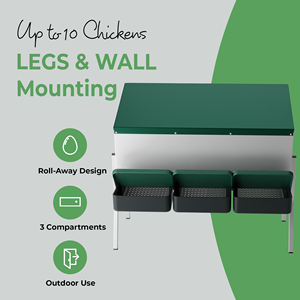 MG03-WS Nid de ponte pour 15 poules avec trois compartiments, pieds en métal et structure surélevée pour protéger les œufs des picots - Product Image 5
