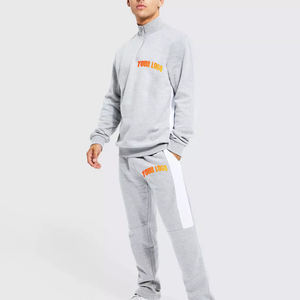 Personalizado de alta calidad de los hombres con capucha Casual sólido chándal 100% algodón Zip-Up chaqueta pantalones Jogger Gym Set Unisex de secado rápido - Product Image 1