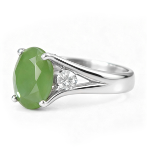 Bague en argent sterling avec pierre de jade ovale classique beGems, 10x8mm, bijoux de mode haut de gamme, nouvelle collection - Product Image 3
