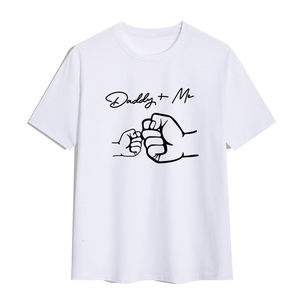 Nouveau surdimensionné hommes lourds t-shirt poing bosse papa et moi lettre graphique t-shirts imprimer col rond coton hommes T-shirts - Product Image 6