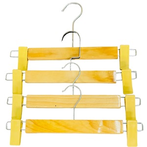 Wholesale Heavy Duty Wooden Pant Hanger with Plastic <b>Clips</b> Trouser Skirt Clothes Hanger Solid Wood Custom Logo Made in Vietnam - Product Image 3