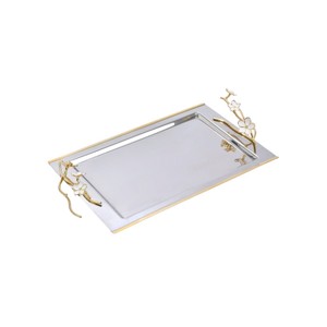 Bandeja de Servicio de Alimentos para Decoración del Hogar, Bandeja de Servicio de Alta Calidad con Asa Floral Plateada y Acabado Martillado para Uso en Hoteles y Restaurantes - Product Image 5