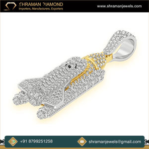 Collier tendance hip-hop en or massif 10K avec moissanite, design fusée spatiale personnalisé, plaqué rhodium, pendentif breloque de joaillerie fine - Product Image 2