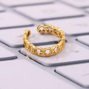 Bague ajustable en argent sterling 925 plaqué or texturé - Product Image 3