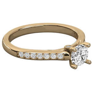 Anillo de Compromiso con Diamante Redondo Engastado en Puntas para Ella - Product Image 6