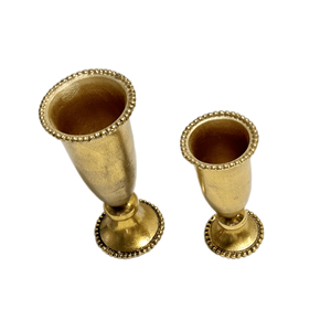 Vase à fleurs en aluminium Texture dorée finie avec boule en métal haut et bas Vase à fleurs design arrondi Lot de 2 - Product Image 2