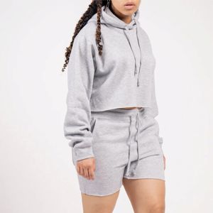 ชุดเสื้อครอปขนแกะและกางเกงขาสั้นสำหรับผู้หญิงเหมาะสำหรับชุดลำลอง, ชุดพักผ่อนกลางแจ้งในสภาพอากาศที่เย็นกว่า - Product Image 6