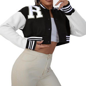 Letterman Varsity Vestes Corps en Laine Manches en Cuir Véritable Uni Blanches Hommes Femmes Enfants Varsity Vestes Vente en Gros OEM - Product Image 1