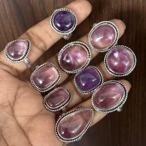 แหวนพลอยอะมีทิสต์ทรงลูกแพร์หลากหลายรูปทรง งานแฮนด์เมดขายส่ง ชุบทองคำขาว 925 ดีไซน์ทันสมัย - Product Image 2