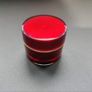 亚克力PS圆形化妆品罐罐塑料金底空容器精华液眼霜10g红色列表透明顶部 - Product Image 2