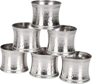 Ronds de serviette en fer argenté antique, style indien, pour la décoration de table lors de mariages, fêtes, Noël, repas et usage quotidien, lot de 4 - Product Image 5
