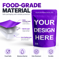 Sacs d'emballage alimentaire personnalisés à fond plat avec impression en gravure anti-odeur, fermeture éclair, structure en aluminium et plastique