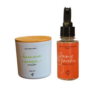Juego aromático-Room Spray 100mL-Fragancia de canela y manzana + Vela perfumada de Tarro Blanco 200g-Fragancia de limoncillo - Product Image 1