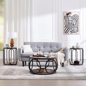 Mesa de Centro Rectangular Moderna y Ecológica con Estante de Almacenamiento Abierto, Marco de Metal Negro, Muebles para el Hogar, Sala de Estar, Recepción - Product Image 4